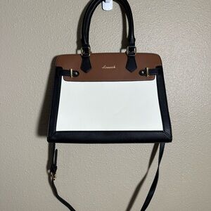 Elegant Black, White, and Brown Satchel